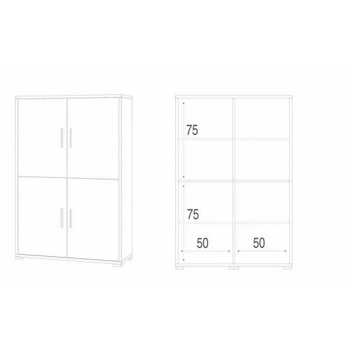 Mobile 160 cm Armadio Bianco Nero Credenza 4 Ante con Ripiani Soggiorno