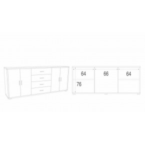 Credenza Armadio Noce 200 cm Basso 4 Ante 4 Cassetti in Legno Tv 2