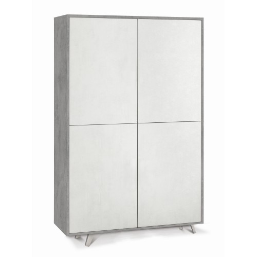 Mobile Cemento Bianco Credenza 4 Ante Armadio Ripiani Soggiorno Ingresso