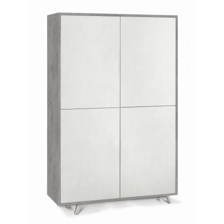 Mobile Cemento Bianco Credenza 4 Ante Armadio Ripiani Soggiorno Ingresso