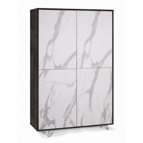 Armadio Ripiani Mobile Credenza 4 Ante Nero Marmo Soggiorno Ingresso