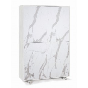 Armadio Bianco Marmo Mobile Credenza Ripiani 4 Ante Soggiorno Ingresso