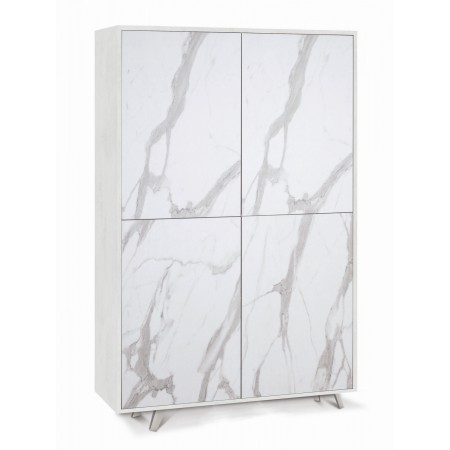 Armadio Bianco Marmo Mobile Credenza Ripiani 4 Ante Soggiorno Ingresso