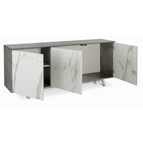 Mobile Armadio 3 Ante Grigio Cemento Marmo Contenitore Soggiorno Credenza 2