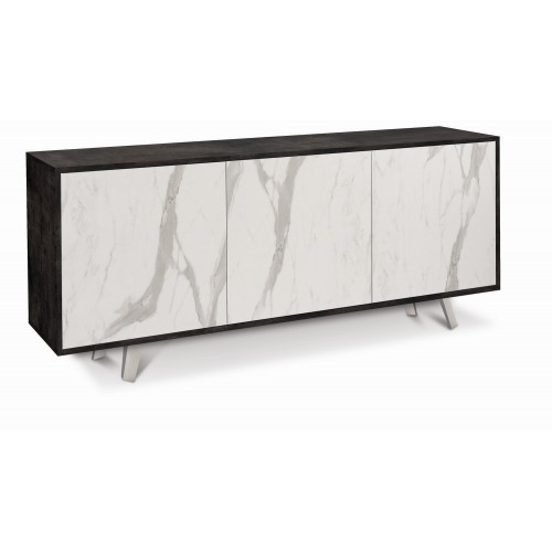 Mobile 3 Ante Nero Marmo Contenitore Buffet Armadio Soggiorno Credenza