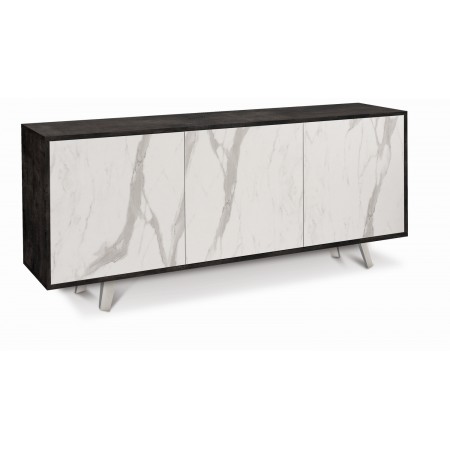 Mobile 3 Ante Nero Marmo Contenitore Buffet Armadio Soggiorno Credenza