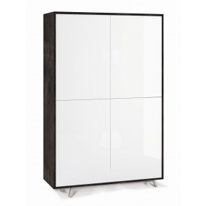 Madia Armadio Nero Bianco Lucido Credenza con Ripiani 4 Ante Soggiorno