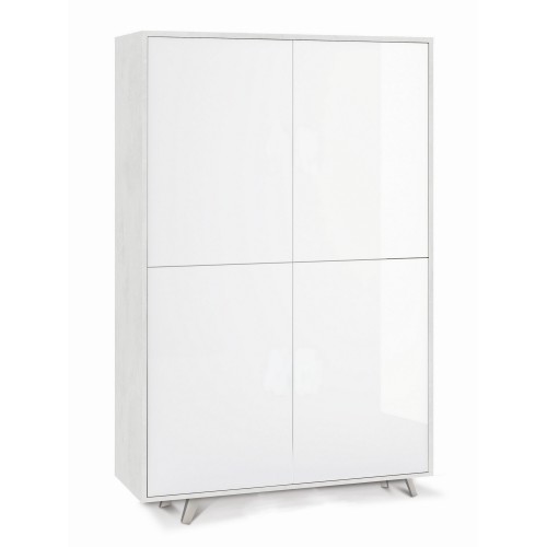 Mobile Armadio Credenza Ripiani 4 Ante Bianco Lucido Soggiorno Madia