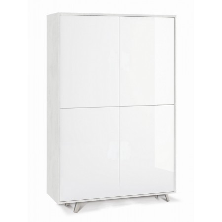 Mobile Armadio Credenza Ripiani 4 Ante Bianco Lucido Soggiorno Madia