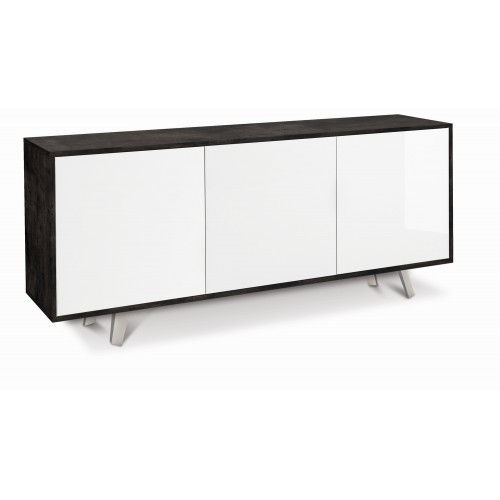 Armadio Buffet 3 Ante Madia Credenza Contenitore Nero Lucido Soggiorno