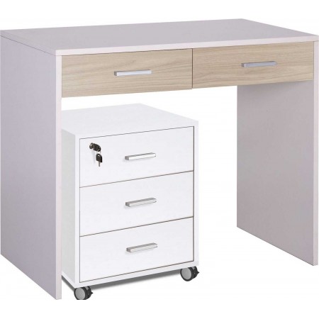 Mobile Scrivania Bianco Olmo 90 cm Cassetti in Legno Salvaspazio Ufficio