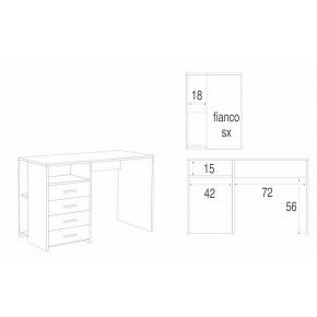 Mobile Scrivania 120 cm Bianco con Cassettiera Grande Ufficio Cameretta 2