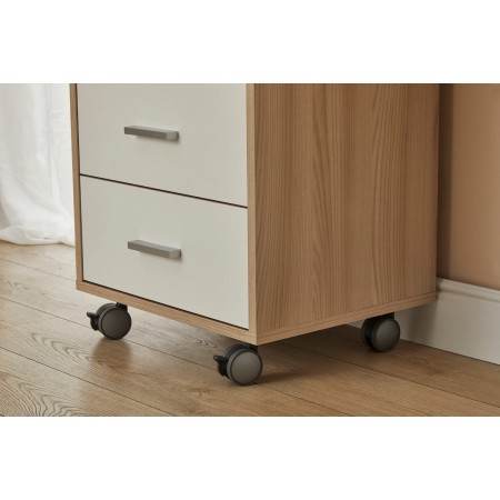 Cassettiera in Legno Olmo Bianca 3 Cassetti con Chiave Ruote Scrivania Ufficio | BricoShop24