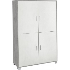 Credenza 4 Ante Armadio Bianco Cemento Mobile Buffet Ripiani Dispensa