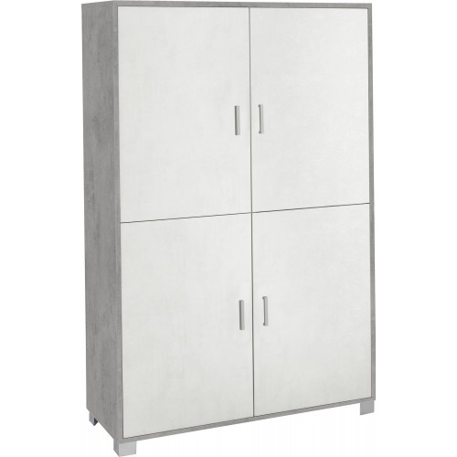 Credenza 4 Ante Armadio Bianco Cemento Mobile Buffet Ripiani Dispensa