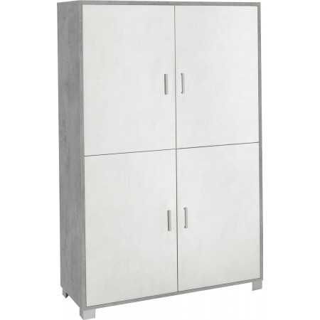 Credenza 4 Ante Armadio Bianco Cemento Mobile Buffet Ripiani Dispensa