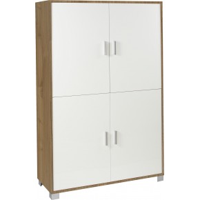 Credenza 4 Ante Noce Bianco Madia Buffet Ripiani Ufficio Dispensa Piattaia
