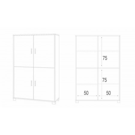 Credenza 4 Ante Noce Bianco Madia Buffet Ripiani Ufficio Dispensa Piattaia