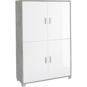 Mobile Credenza con 4 Ante Cemento Bianco Lucido Buffet Madia Soggiorno
