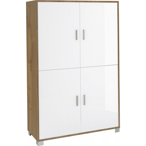 Madia Armadio Noce Bianco Lucido Mobile Credenza 4 Ante Buffet Soggiorno