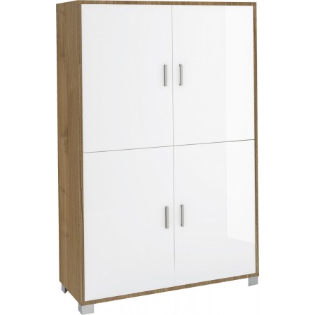 Madia Armadio Noce Bianco Lucido Mobile Credenza 4 Ante Buffet Soggiorno