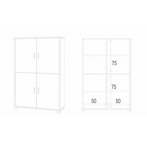 Madia Armadio Noce Bianco Lucido Mobile Credenza 4 Ante Buffet Soggiorno