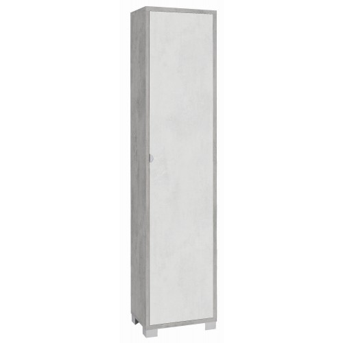 Mobile Armadio 1 Anta 190 Cemento Bianco Ufficio Multiuso Colonna Bagno