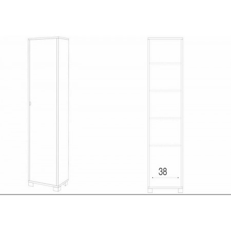 Armadio Colonna 1 Anta 190 Noce Ripiani Ufficio Mobile Multiuso Bagno