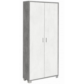 Armadio Slim 2 Ante 190 cm Cemento Bianco con Ripiani Mobile Scarpiera