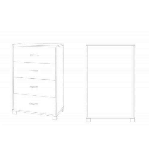 Como Cassettiera Noce Bianco 4 Cassetti da Ufficio Porta Documenti Legno