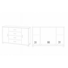 Credenza 2 Ante 4 Cassetti Mobile Madia Nero Noce Contenitore Salotto 2