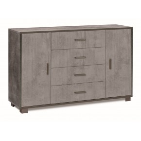 Credenza Nero Grigio 2 Ante 4 Cassetti Madia Mobile Contenitore Salotto