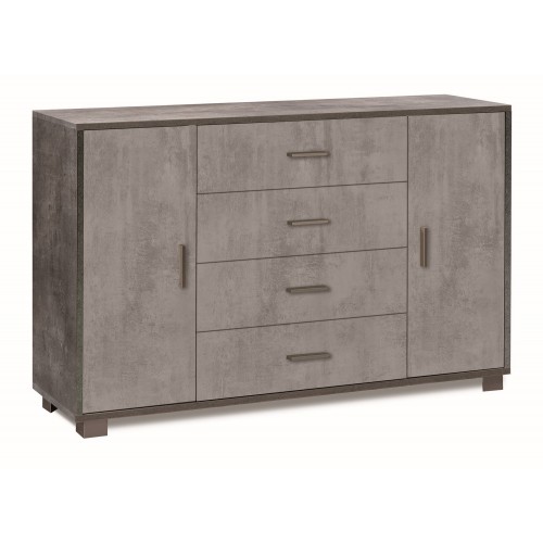Credenza Nero Grigio 2 Ante 4 Cassetti Madia Mobile Contenitore Salotto