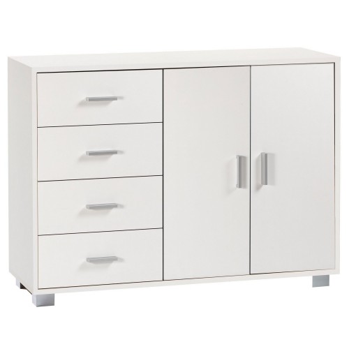 Credenza Mobile Bianco 2 Ante 4 Cassetti Madia Contenitore Soggiorno