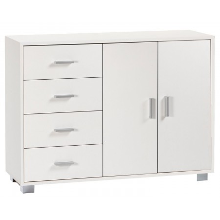 Credenza Mobile Bianco 2 Ante 4 Cassetti Madia Contenitore Soggiorno