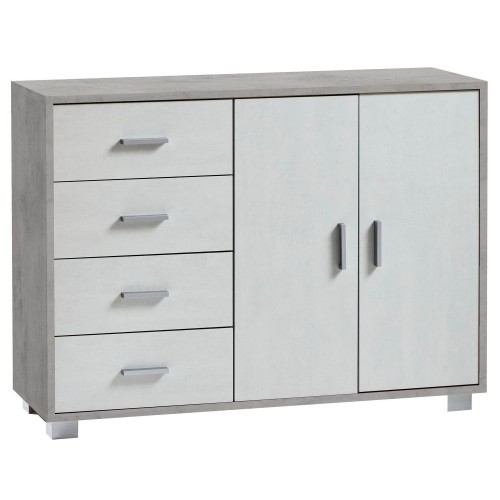 Credenza Cemento Bianco Mobile 2 Ante 4 Cassetti Madia Contenitore Salone
