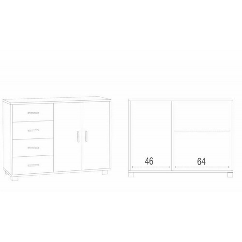 Credenza Cemento Bianco Mobile 2 Ante 4 Cassetti Madia Contenitore Salone