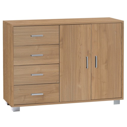 Madia Credenza Noce Mobile 2 Ante 4 Cassetti Contenitore Basso Salone