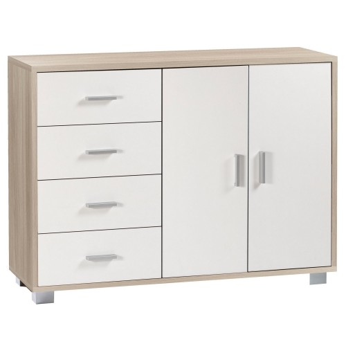 Madia Olmo Bianco Credenza Mobile 2 Ante 4 Cassetti Contenitore Salone