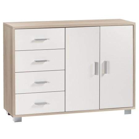Madia Olmo Bianco Credenza Mobile 2 Ante 4 Cassetti Contenitore Salone