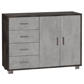 Mobile Credenza Bassa Nero Cemento Madia 2 Ante 4 Cassetti Salone Ufficio