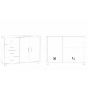 Mobile Credenza Bassa Nero Cemento Madia 2 Ante 4 Cassetti Salone Ufficio 2