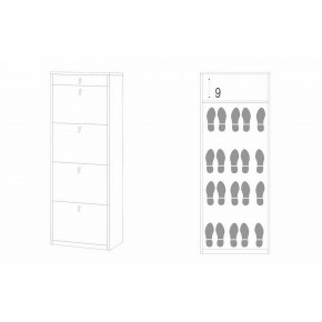 Scarpiera Noce 4 Ante a Specchio Ribalta Doppia 20 Paia Cassetto Scarpe 2