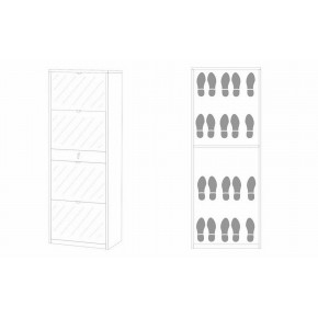 Scarpiera Noce 4 Ante a Specchio Doppia Ribalta con Cassetto Porta Scarpe 2