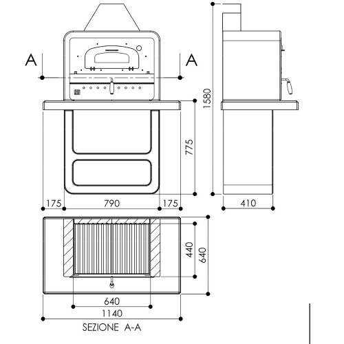 Forno a Carbonella Legna Cucina in Cemento Esterno Componibile Barbecue