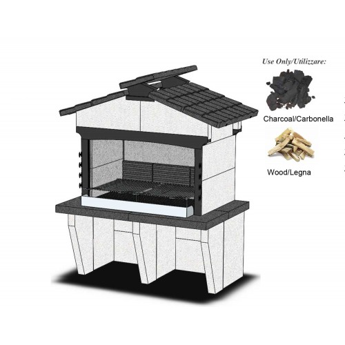 Barbecue Grande a Carbonella Legna in Calcestruzzo BBQ da Giardino Grill