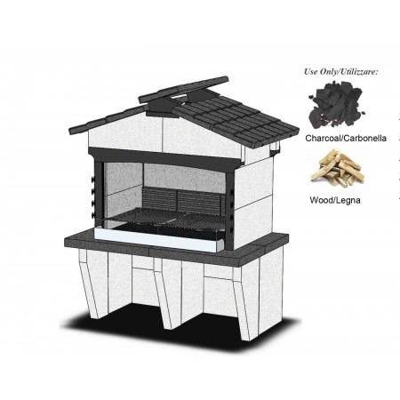 Barbecue Grande a Carbonella Legna in Calcestruzzo BBQ da Giardino Grill