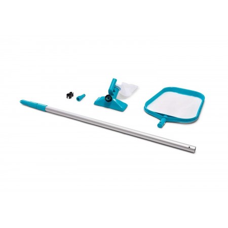 Kit Pulizia Piscina Fuori Terra Fondo Asta Spazzola Aspirante Retino Acqua