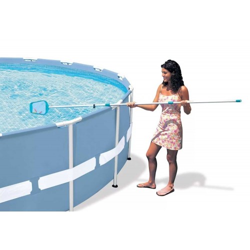 Kit Pulizia Piscina Fuori Terra Fondo Asta Spazzola Aspirante Retino Acqua