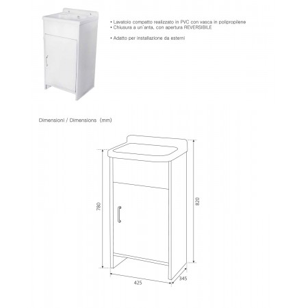 Mini Lavatoio da Esterno 42x80 in Resina Terrazzo Lavanderia | Bricoshop24
